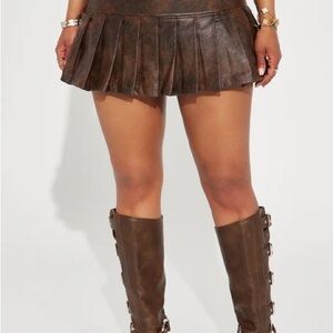 Fashion Nova Chocolate Brown Pleated Mini Skirt